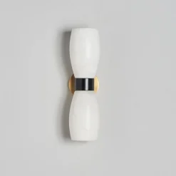 Demetra Wall Sconce in Satin French Gold, Mat Balck and Alabaster