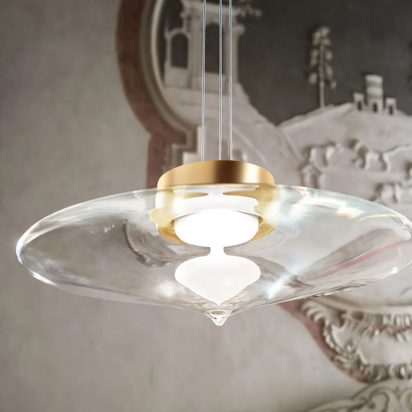 Desideria Burnished and Transparent Pendant Lamp