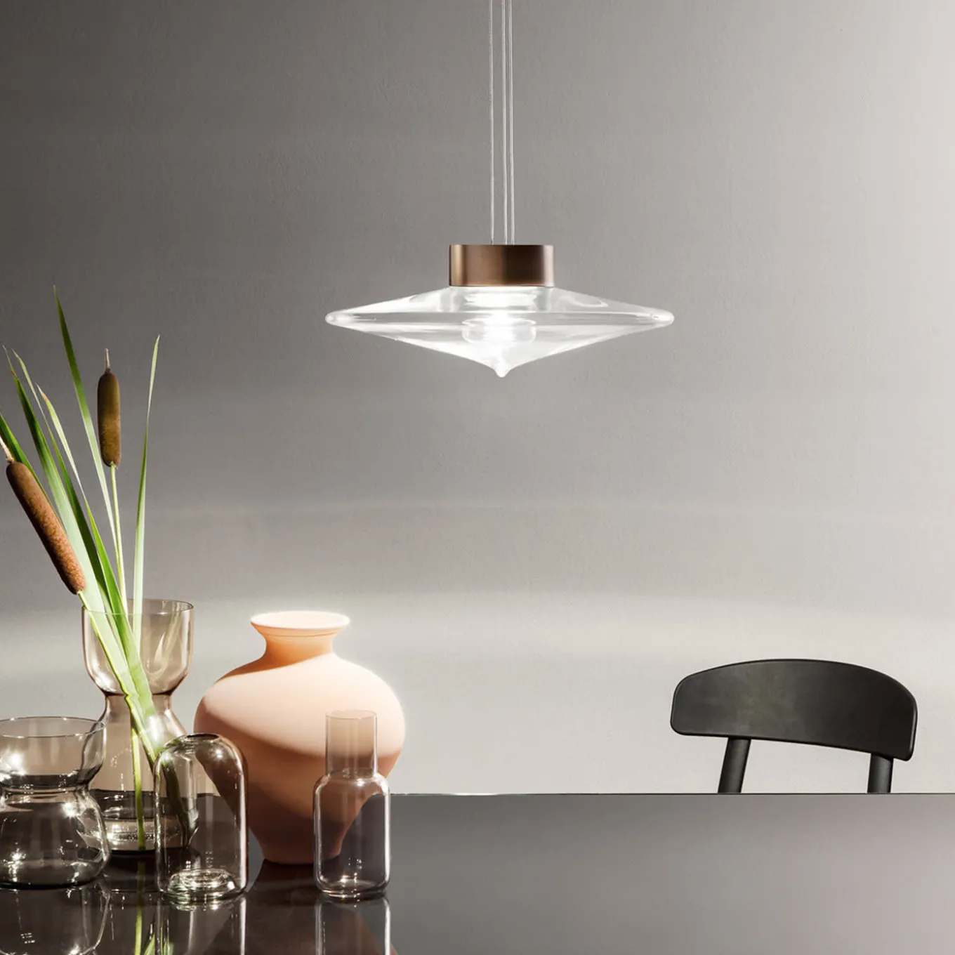 Desideria Burnished and Transparent Pendant Lamp