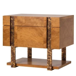 Diadema Bedside table in myrtle briarwood veneer stained in walnut