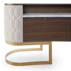 Diamond Bar Cabinet in Matte Canaletto Walnut with Carrara Marble