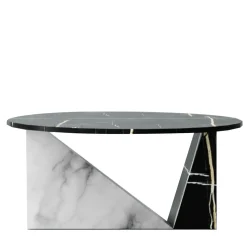 Dieus Table in White Carrara and Sahara Noir Marbles by Sissy Daniele