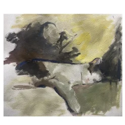 Dinahmoria Aquarelle and Tempera Painting on Paper