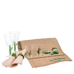 Dinner For Two Cactus Set Of Glasses and Linen