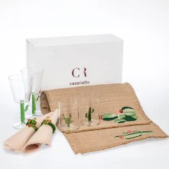 Dinner For Two Cactus Set Of Glasses and Linen