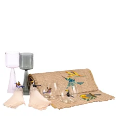 Dinner For Two Tropical Set of Glasses and Linen