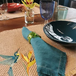 Dinner For Two Tropical Set of Glasses and Linen