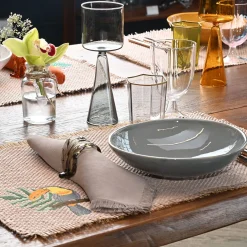 Dinner For Two Tropical Set of Glasses and Linen