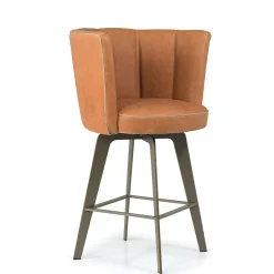 Diva Orange Leather Swivel Bar Stool