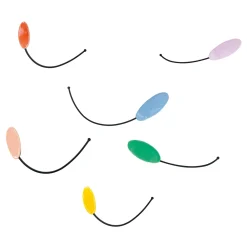 Divertissement Set of 6 Polychrome Ceramic & Metal Hooks