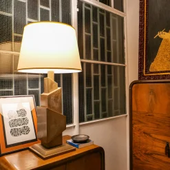 Divia Aeris Bronze Concrete-Finished Wooden Table Lamp