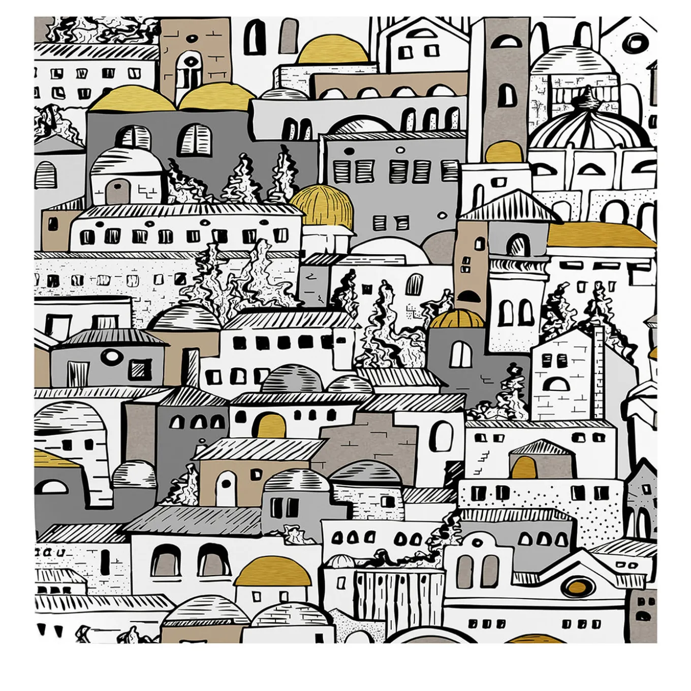 DIY Mediterranean Cityscape Wallpaper