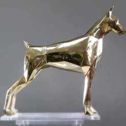 Doberman Brushed Bronze Sculpture