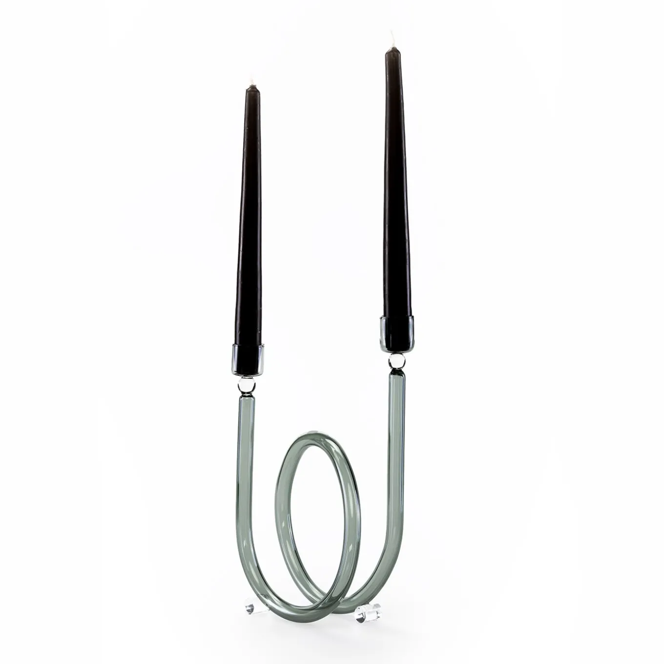 Dolce Vita Grey Glass Candle Holder