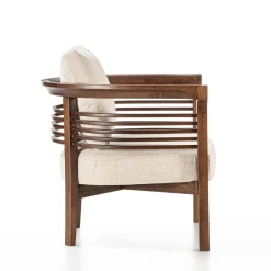 Dolfin Beige Fabric and Ash Loungechair