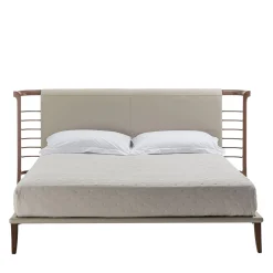Dolfin Beige Leather & Wood Double Bed