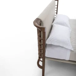 Dolfin Beige Leather & Wood Double Bed