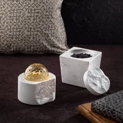 Dome Of Rock Gold Murano Glass &Palissandro Marble Incense Burner