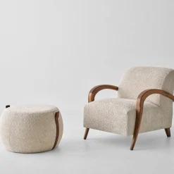 Domino Beige Walnut Armchair
