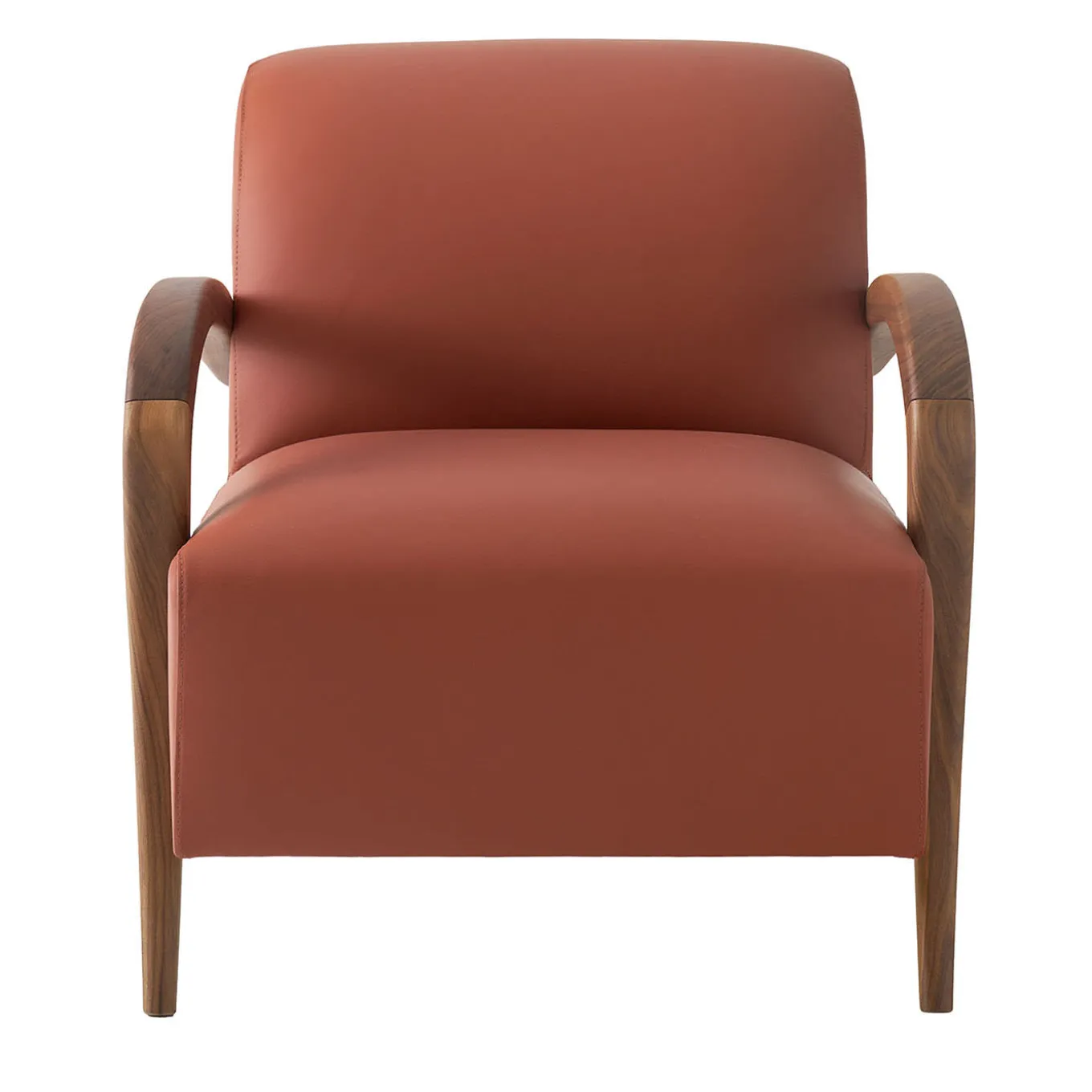 Domino Cotto Leather & Walnut Armchair