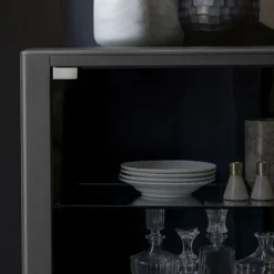 Domino 2-Door Anthracite Walnut Display Cabinet