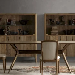 Domino 4-Door Glass & Canaletto Walnut Cabinet