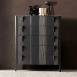 Domino 5-Drawer Two-Toned Gray Canaletto Walnut Chest of Drawers