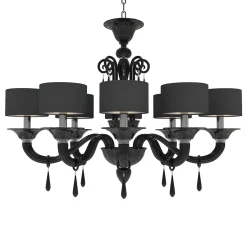 Donatello 8-light Black Murano Glass Oval Chandelier