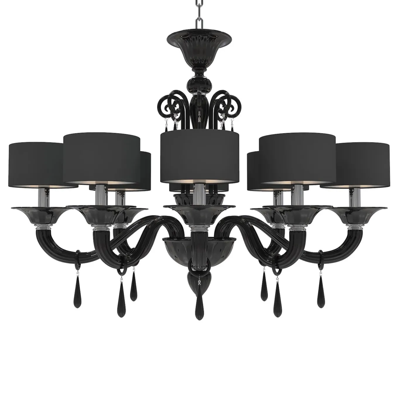 Donatello 8-light Black Murano Glass Oval Chandelier
