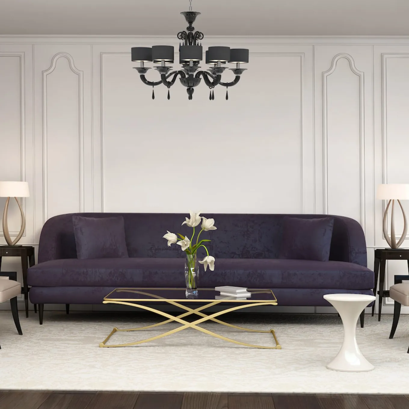 Donatello 8-light Black Murano Glass Oval Chandelier