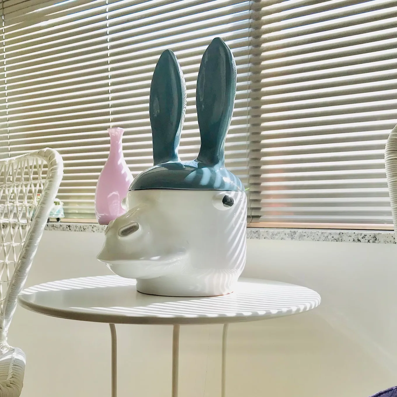 Donkey Large Blue and White Container with Lid