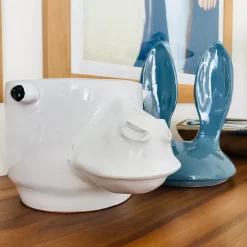 Donkey Large Blue and White Container with Lid