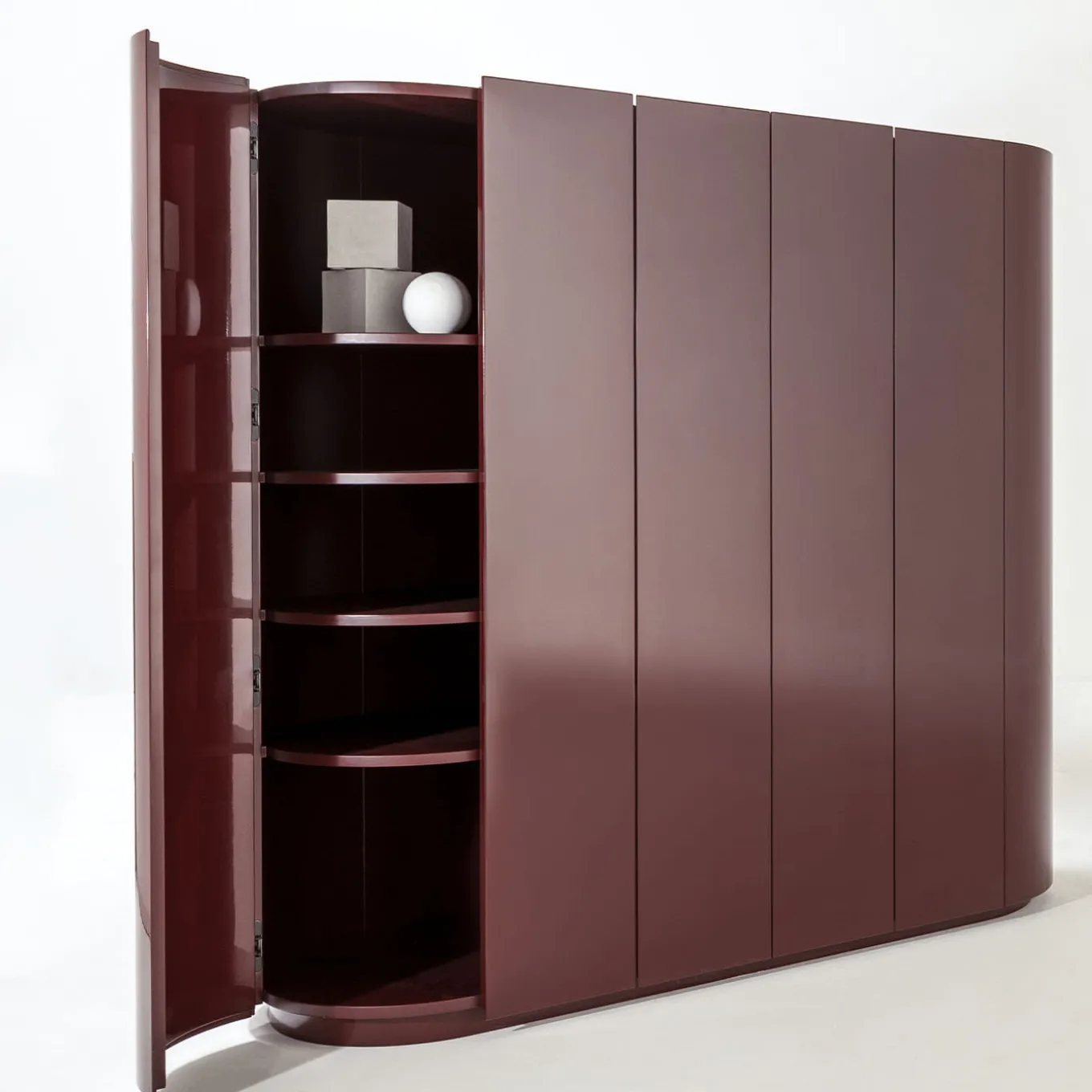 6-Door Medium Glossy Red-Lacquered Cabinet