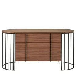 Doppler Matt Black Metal And Brown Canaletto Walnut Drawer Unit