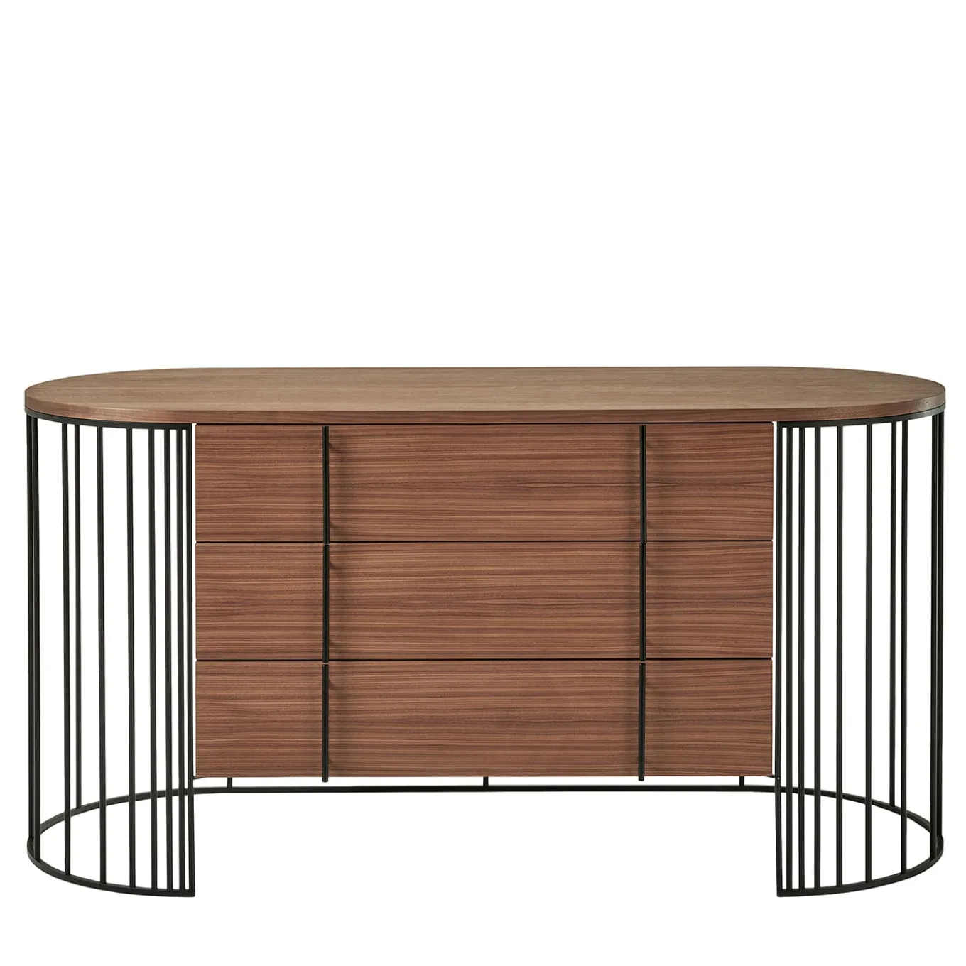 Doppler Matt Black Metal And Brown Canaletto Walnut Drawer Unit