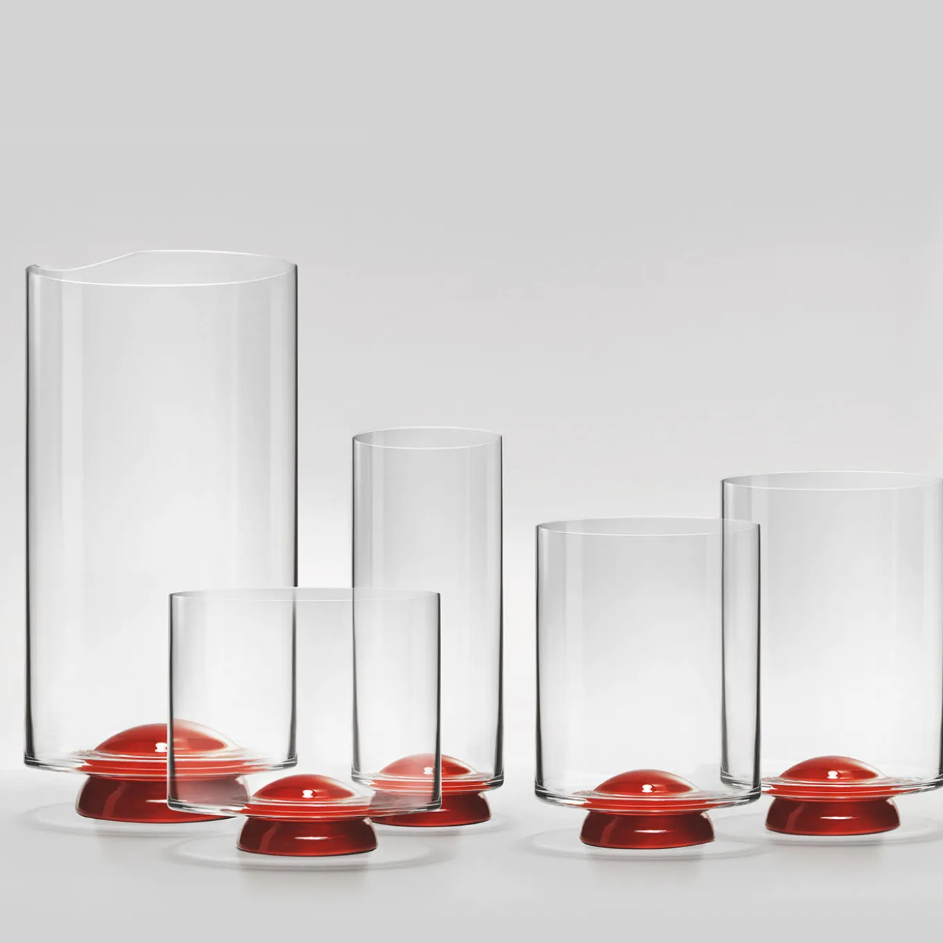 Dot Red & Transparent Water Glass by Giovanni Patalano