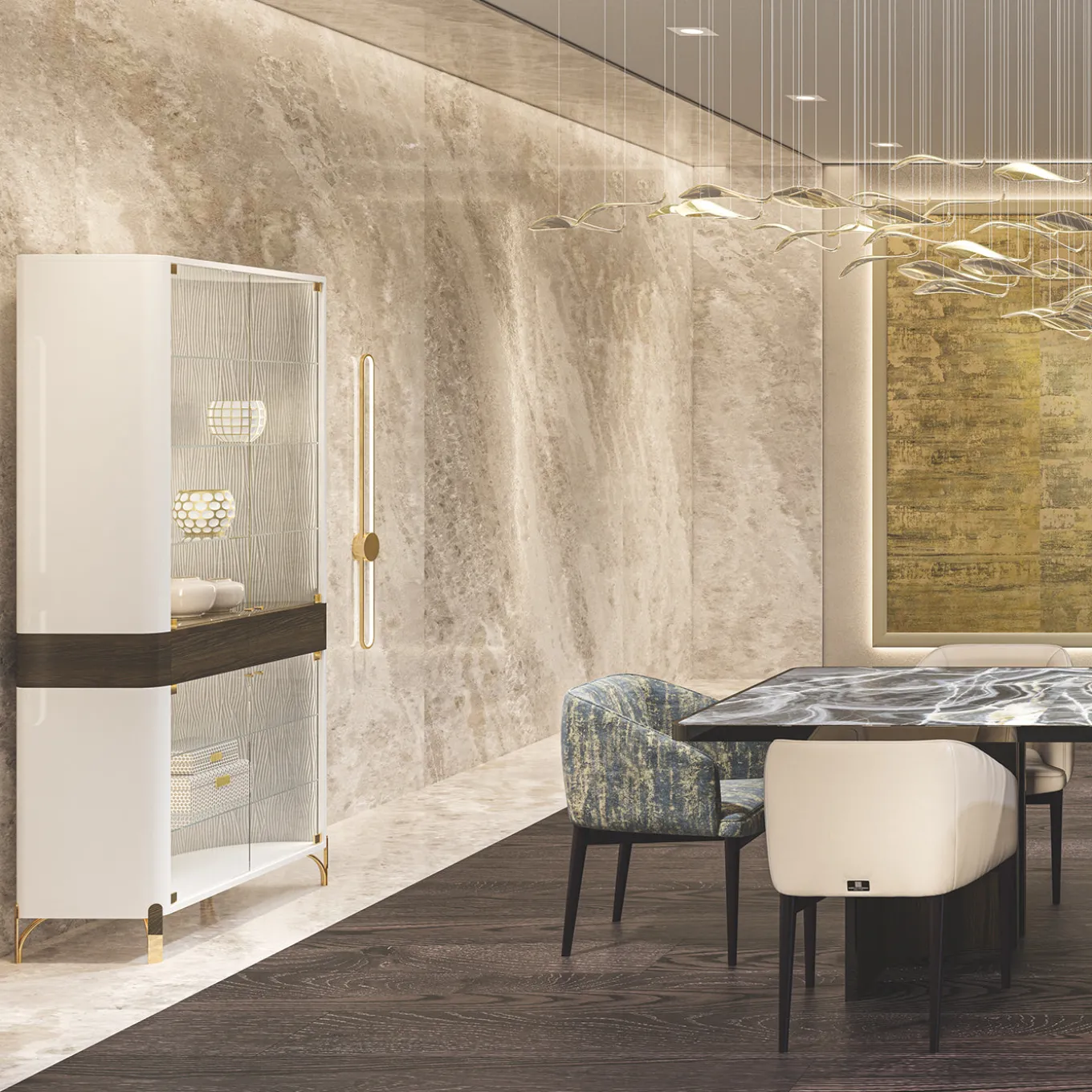 Double Door White Glass Cabinet