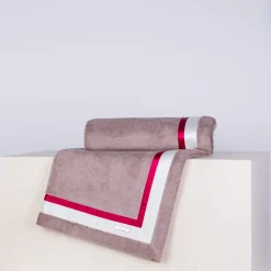 Dove-Grey and Red Beach Towel