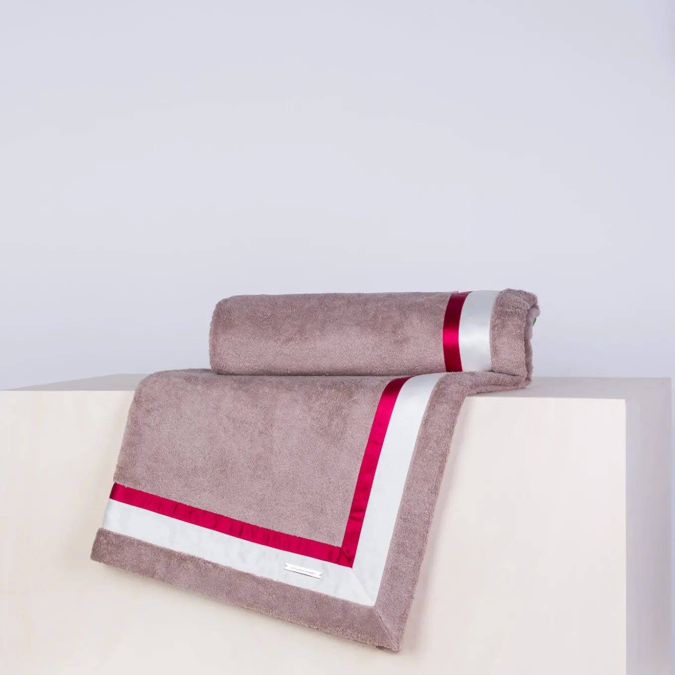 Dove-Grey and Red Beach Towel