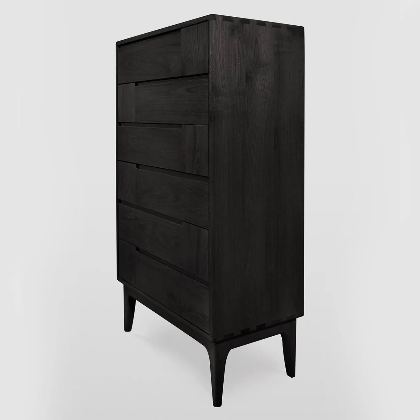 Dovetail Scandinavian Black Six-Drawer Dresser
