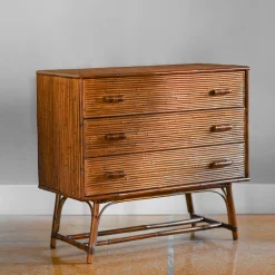 3-Drawer Four-Legged Bamboo Chest of Drawers