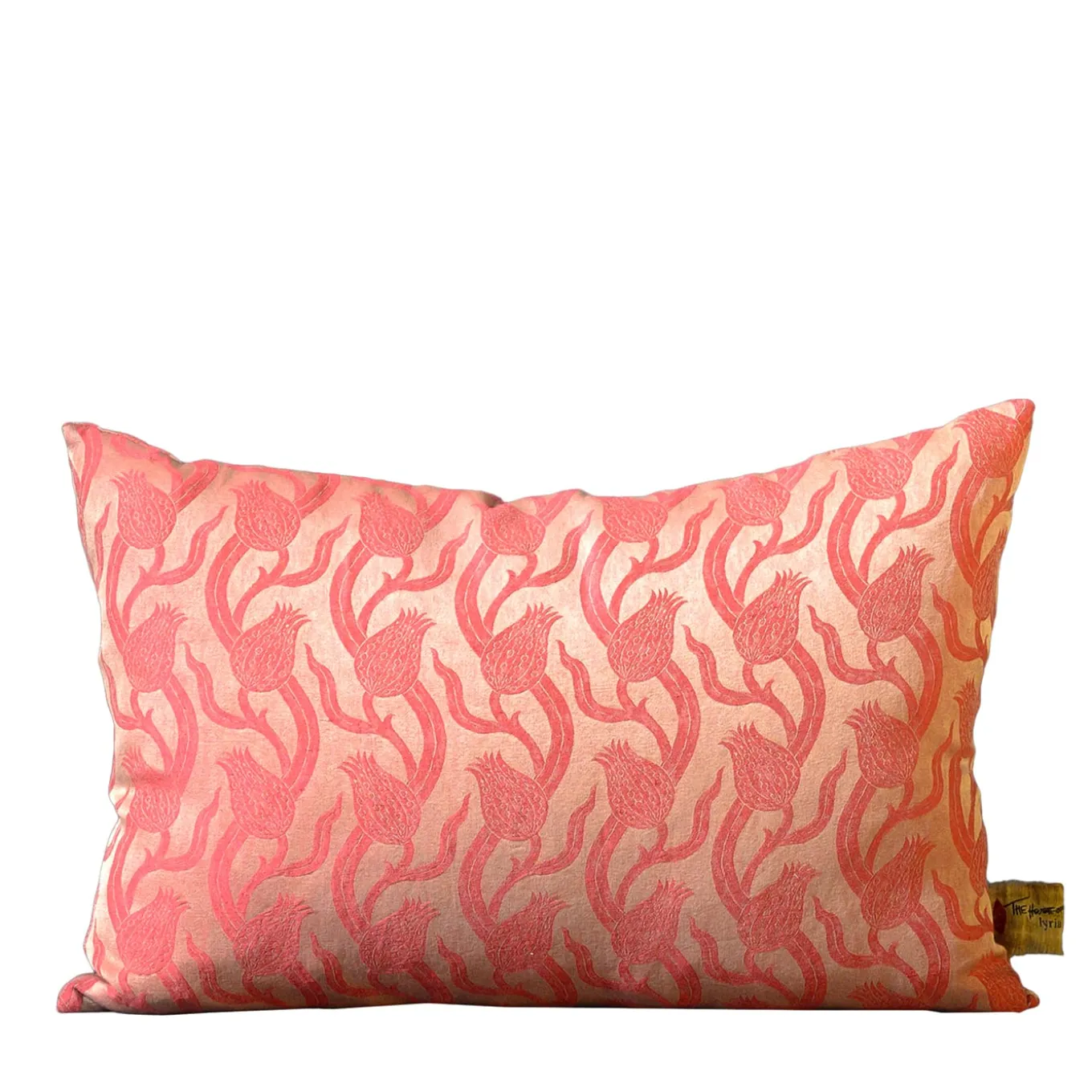 Dresda Rectangular Floral Coral Linen & Silk Cushion
