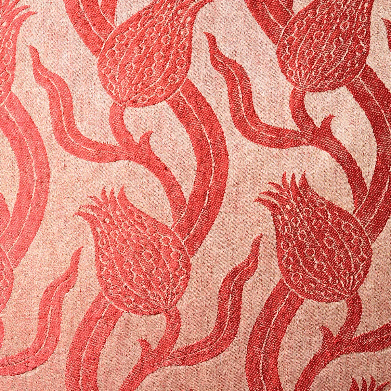 Dresda Rectangular Floral Coral Linen & Silk Cushion