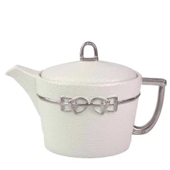 DRESSAGE TEA POT - WHITE AND SILVER