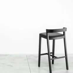 Drive High Stool in Black Frassin with Leather Seat by Lorenz+Kaz