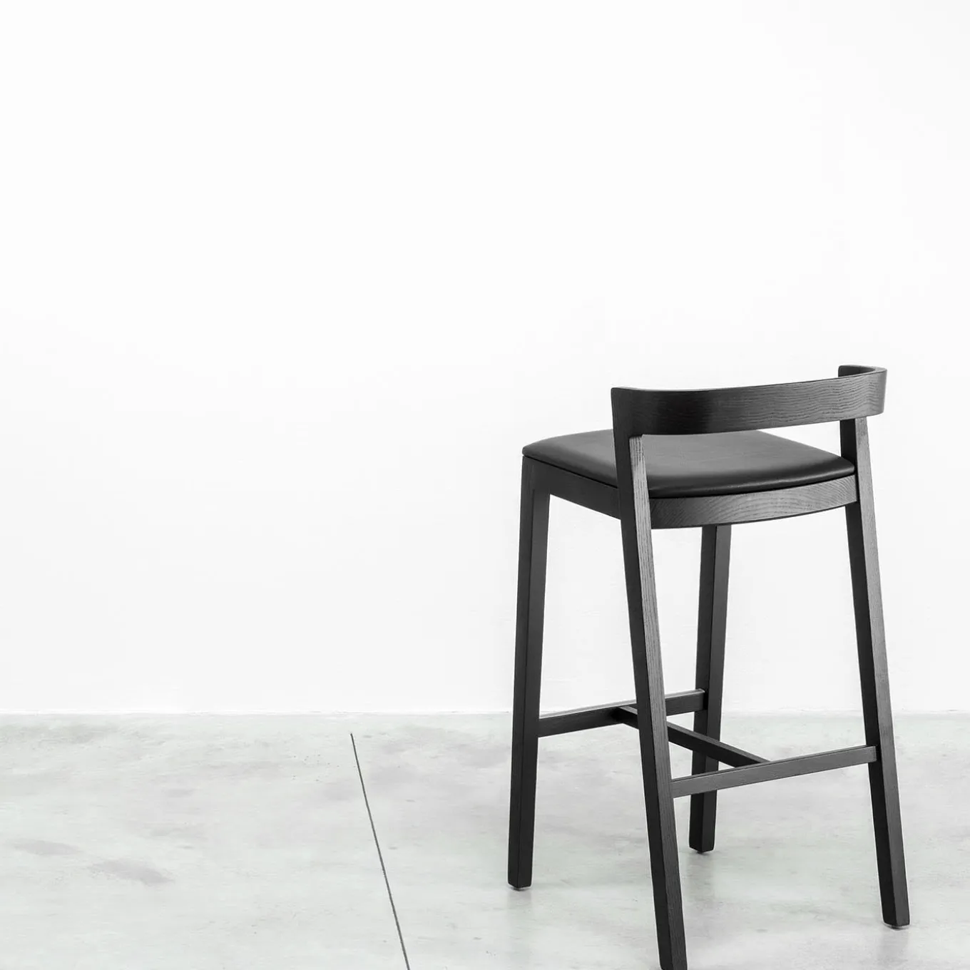 Drive High Stool in Black Frassin with Leather Seat by Lorenz+Kaz