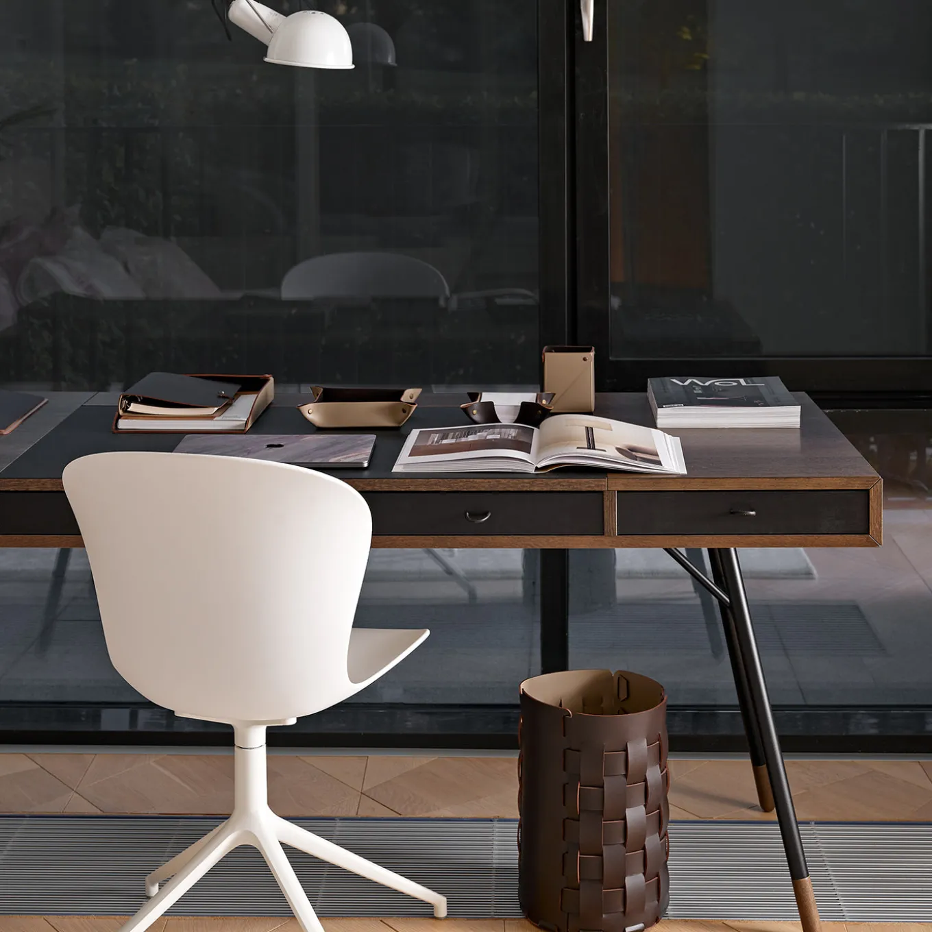 Dubai chocolate and cappucino leather waste basket