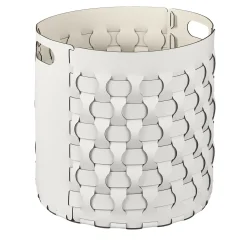 Dubai Round White and Panna Cotta Leather Basket