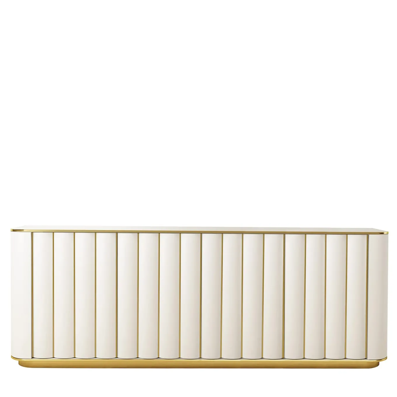 Duilio Ivory Matt Wood And Brass 4-Door Sideboard