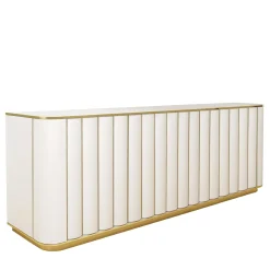Duilio Ivory Matt Wood And Brass 4-Door Sideboard